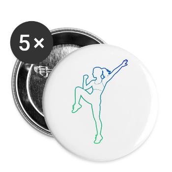 Gruppenfitness Geschenk für eine Fitnesssportlerin - Buttons groß 56 mm (5er Pack) - Weiß - Vorne