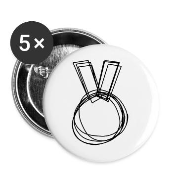 Medaille handgezeichnet - Buttons groß 56 mm (5er Pack) - Weiß - Vorne