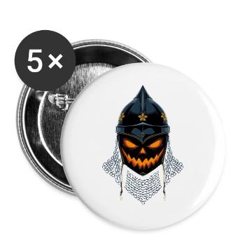 Kürbisritter Halloween - Buttons groß 56 mm (5er Pack) - Weiß - Vorne