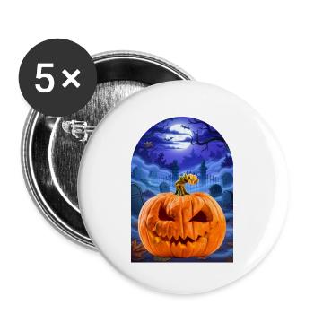 Halloween Pumpkin - Buttons groß 56 mm (5er Pack) - Weiß - Vorne