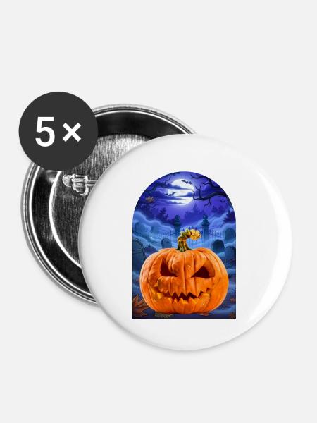 Halloween Pumpkin - Buttons groß 56 mm (5er Pack) - Weiß