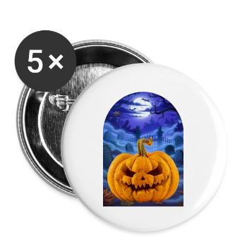 Halloween Pumpkin - Buttons groß 56 mm (5er Pack) - Weiß - Vorne