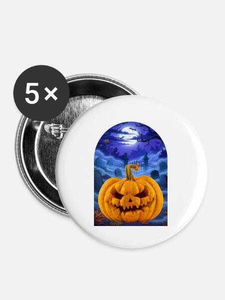 Halloween Pumpkin - Buttons groß 56 mm (5er Pack) - Weiß