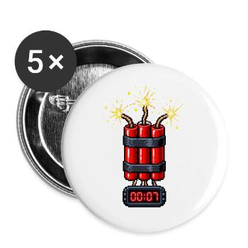 Dynamit - Buttons groß 56 mm (5er Pack) - Weiß - Vorne