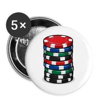 Pokerchip Stack Farbexplosion - Buttons groß 56 mm (5er Pack) - Weiß - Vorne