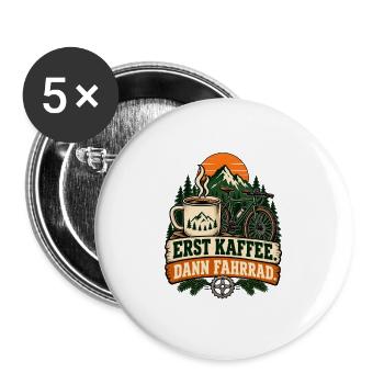 Erst Kaffee, dann Gravelbike - Buttons groß 56 mm (5er Pack) - Weiß - Vorne