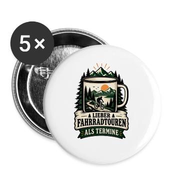 Lieber Fahrradtouren als Termine - Buttons groß 56 mm (5er Pack) - Weiß - Vorne