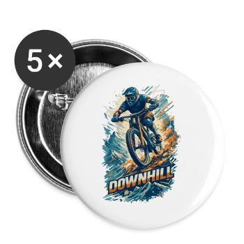 Downhill Mountainbike Vollgas MTB Motivation - Buttons groß 56 mm (5er Pack) - Weiß - Vorne