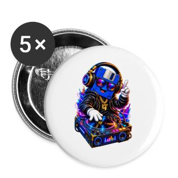 90er Retro DJ Diskette - Buttons groß 56 mm (5er Pack) - Weiß - Vorne