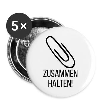 BÜROKLAMMER ZUSAMMENHALTEN STILLER PROTEST, NO NZS - Buttons groß 56 mm (5er Pack) - Weiß - Vorne