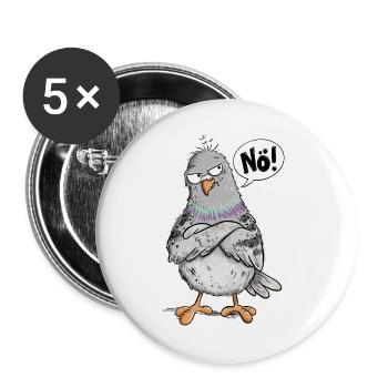 Nö Taube Lustige Stadttaube Vogel Statement Humor - Buttons groß 56 mm (5er Pack) - Weiß - Vorne