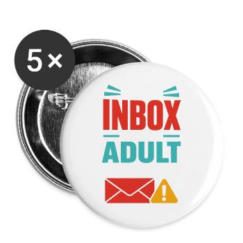 Inbox Adult – E-Mail und Büro Humor - Buttons groß 56 mm (5er Pack) - Weiß - Vorne