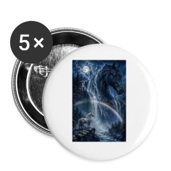Mondbogen Pferd am Wasserfall - Buttons groß 56 mm (5er Pack) - Weiß - Vorne