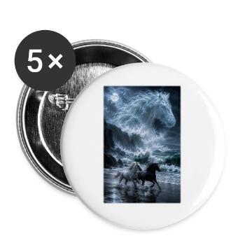 Meeresgeist Pferde an Felsenküste - Buttons groß 56 mm (5er Pack) - Weiß - Vorne
