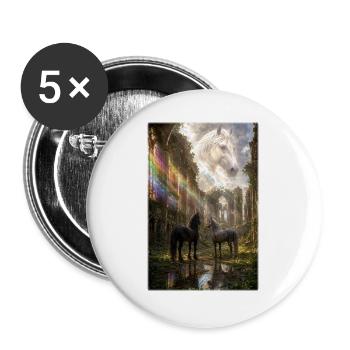 Pferde in der Lichtkathedrale - Buttons groß 56 mm (5er Pack) - Weiß - Vorne