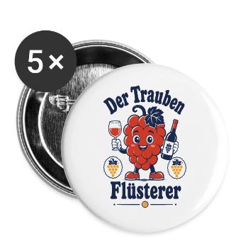 Wein Der Trauben Flüsterer Winzer - Buttons groß 56 mm (5er Pack) - Weiß - Vorne