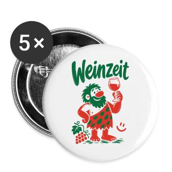 Weinzeit Weinliebhaber Rotwein Weinglas - Buttons groß 56 mm (5er Pack) - Weiß - Vorne