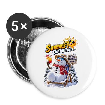 Sommer trifft Schnee - Buttons groß 56 mm (5er Pack) - Weiß - Vorne