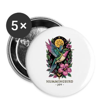 KOLIBRI-TOTEM Freude - Buttons groß 56 mm (5er Pack) - Weiß - Vorne