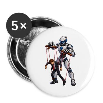 Puppe und menschlicher Roboter - Buttons groß 56 mm (5er Pack) - Weiß - Vorne