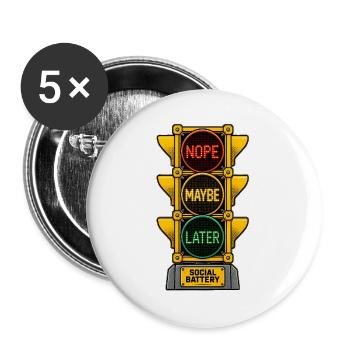 Soziale Batterie niedrige Introvertierte Ampel - Buttons groß 56 mm (5er Pack) - Weiß - Vorne