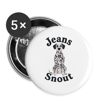 Dalmatiner im Jeansflicken-Stil - Buttons groß 56 mm (5er Pack) - Weiß - Vorne