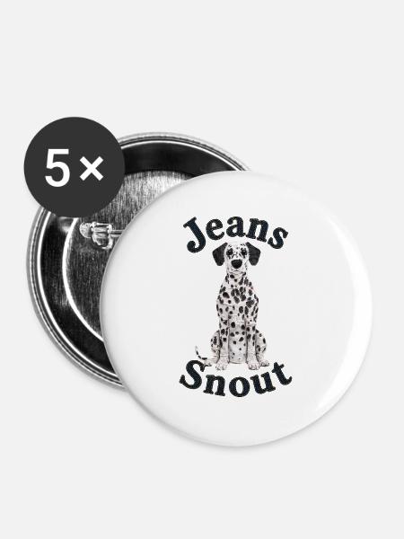Dalmatiner im Jeansflicken-Stil - Buttons groß 56 mm (5er Pack) - Weiß