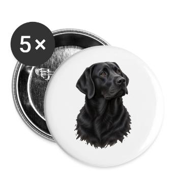 Schwarzer Labrador Portrait - Buttons groß 56 mm (5er Pack) - Weiß - Vorne