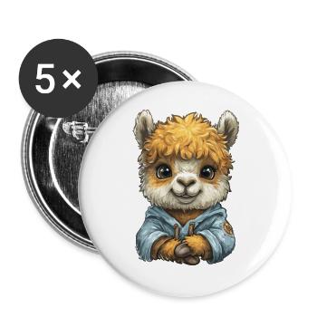Kuscheliges Alpaka Hoodie - Buttons groß 56 mm (5er Pack) - Weiß - Vorne