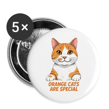 Orange Katzen: Besondere Wärme - Buttons groß 56 mm (5er Pack) - Weiß - Vorne