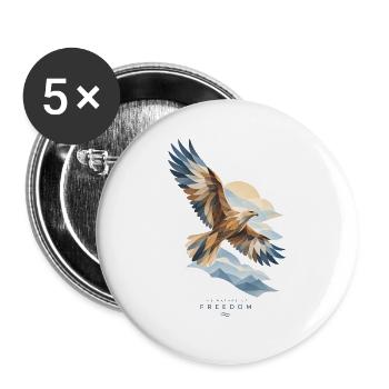 Der Adler der Freiheit über dem Berg – Die Natur der Freiheit - Buttons groß 56 mm (5er Pack) - Weiß - Vorne