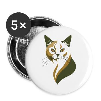 Elegante Katze – Vintage Tierillustration - Buttons groß 56 mm (5er Pack) - Weiß - Vorne