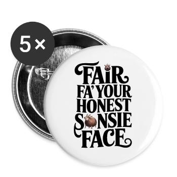 Mach dein ehrliches Gesicht - Buttons groß 56 mm (5er Pack) - Weiß - Vorne