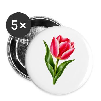Rosa Tulpenblüte - Buttons groß 56 mm (5er Pack) - Weiß - Vorne