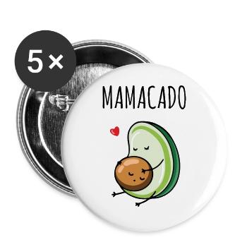 Mamacado Avocado Mama Schwangerschaft Geschenk - Buttons groß 56 mm (5er Pack) - Weiß - Vorne
