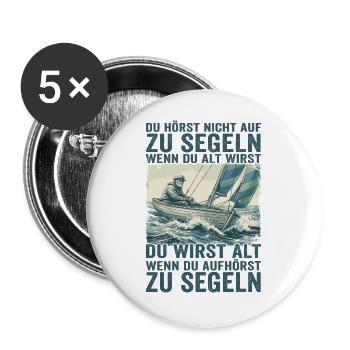 Segeln Segler Segelboot Skipper Lustiger Spruch - Buttons groß 56 mm (5er Pack) - Weiß - Vorne