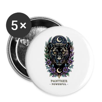 MÄCHTIGE TOTEMKATZE - Buttons groß 56 mm (5er Pack) - Weiß - Vorne