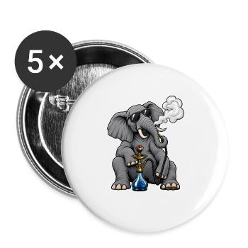 Elefant mit Shisha - Buttons groß 56 mm (5er Pack) - Weiß - Vorne
