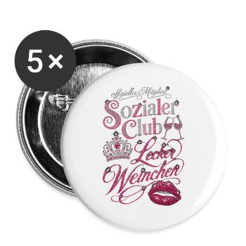 Wein Lecker Weinchen Weinliebhaber - Buttons groß 56 mm (5er Pack) - Weiß - Vorne