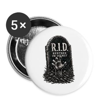 Rentner im Dienst - Buttons groß 56 mm (5er Pack) - Weiß - Vorne