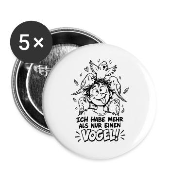 Vogel Wellensittich Lustiger Spruch Geschenk - Buttons groß 56 mm (5er Pack) - Weiß - Vorne
