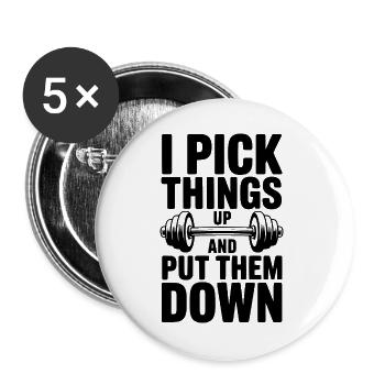 Ich hebe Sachen auf und lege sie wieder ab - Buttons groß 56 mm (5er Pack) - Weiß - Vorne