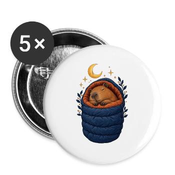 Capybara Hiking - Buttons groß 56 mm (5er Pack) - Weiß - Vorne