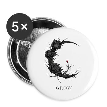 Dunkler Rosenmondkranz - Grow - Buttons groß 56 mm (5er Pack) - Weiß - Vorne