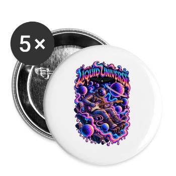 FLÜSSIGES UNIVERSUM | Sternenstaub-Sitzungen - Buttons groß 56 mm (5er Pack) - Weiß - Vorne