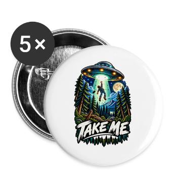 Take Me: Alienentführung im Wald - Buttons groß 56 mm (5er Pack) - Weiß - Vorne