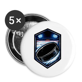 Eishockey Puck im Stadion Neon - Buttons groß 56 mm (5er Pack) - Weiß - Vorne