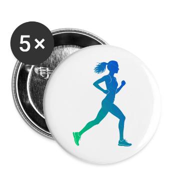 Geschenkidee für eine Laufsportlerin mit Laufsport - Buttons groß 56 mm (5er Pack) - Weiß - Vorne