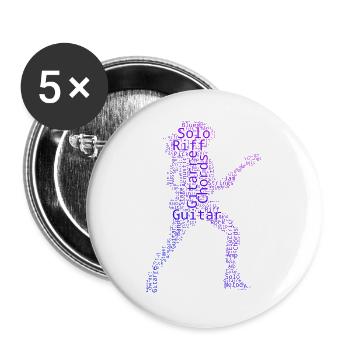 Geschenkidee für die Gitarristin mit Gitarrenspiel - Buttons groß 56 mm (5er Pack) - Weiß - Vorne