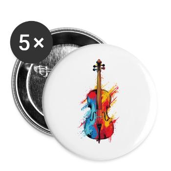 Farbenfrohe Cellomalerei – Cellist-Orchestermusik - Buttons groß 56 mm (5er Pack) - Weiß - Vorne